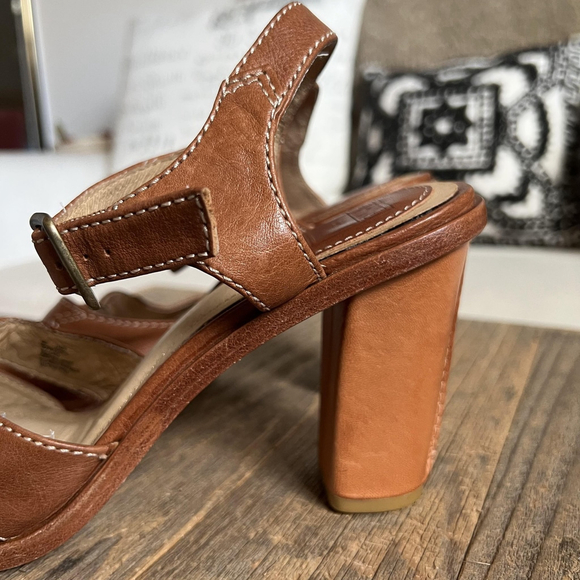 Frye Sofia Stitch Sandal Shoes Womens Size 8M Brown Leather Block Heel - Picture 3 of 14